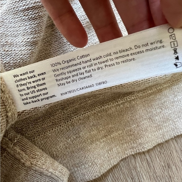 246 Eileen Fisher Organic Cotton Knit Open Front Hooded Cardigan Size S/M - Picture 13 of 17